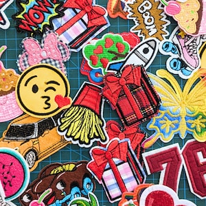 Retro Embroidered Iron On Patches: Random Designs, Set of 8