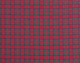 Brushed Cotton Fabric Royal Stewart Tartan Red & Green 145cm Wide By The Half Metre