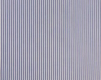 Blue and White Striped 100% Cotton Shirting Fabric Designer Deadstock By the Half Metre