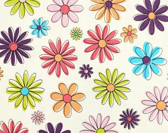 Sketchy Flowers Cotton Jersey Fabric 148cm Wide (By the Half Metre)