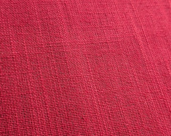 Red Washed Pure Linen Fabric Breathable Dress Material 136cm Wide By The Half Metre