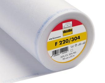 Vlieseline (Vilene) F220 Iron-On Fusible Interfacing | Medium Firm Non-Woven | White – 90cm Wide Per Metre