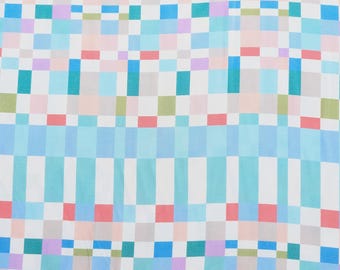 Blocks Design Viscose Fabric Digital Print 140cm Wide Material By The Half Metre