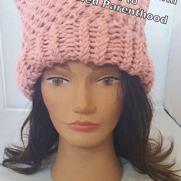 Pink Pussyhat (cat) Hat Chunky Knit Pussy Power Women's March Donation to Planned Parenthood Pussyhat Project