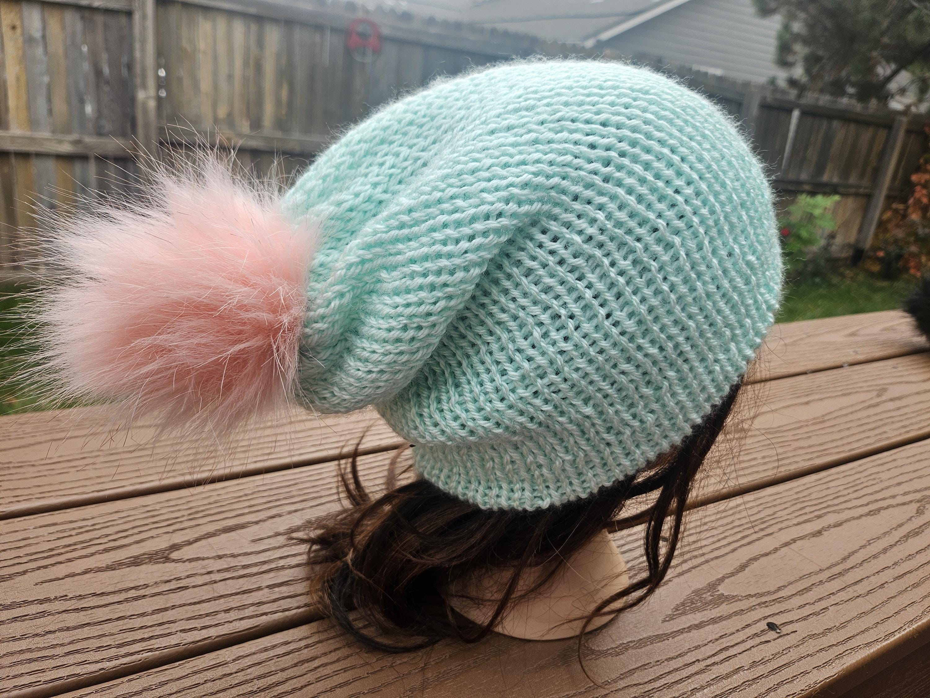 Handmade Hand Crafted Knit Slouchy Hat with visor adult/teen sparkly mint green il_fullxfull.6787407206_f36z.jpg main image 2