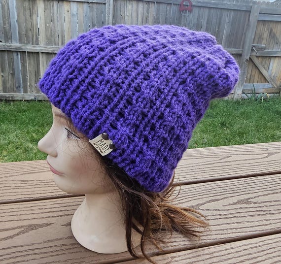 Handmade Double Knit Beanie – Rich Purple, Unique Stitch  display picture 1