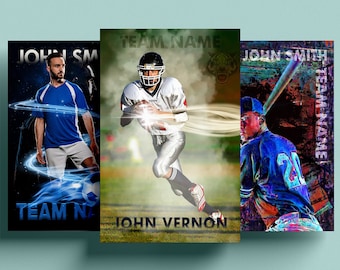 Personalized Sports Poster, Custom Athlete Photo Wall Art, Birthday Gift, Sports Fan Decor for Football, Basketball, Soccer, Tennis & More