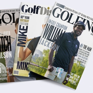 Copertina personalizzata per rivista di golf, rivista personalizzata con la tua foto e testo, regalo unico per lui o per lei, compleanno di un golfista, premio per una buca in un colpo solo