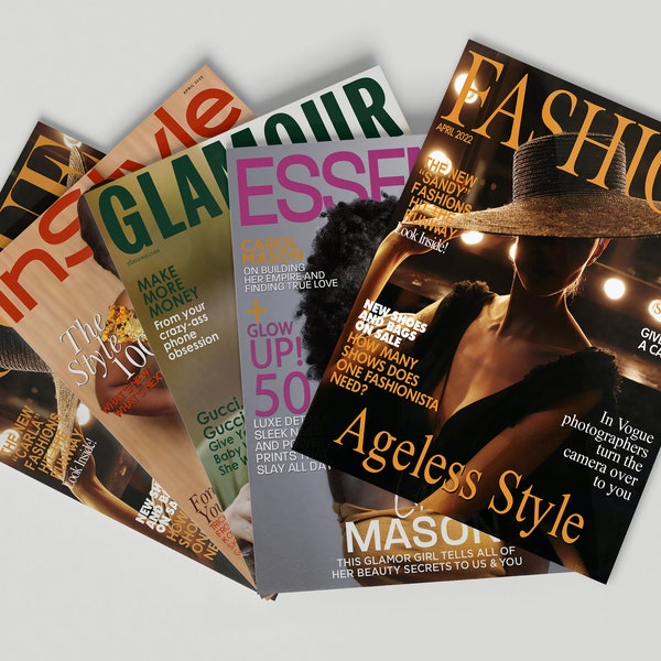 Women's High Fashion Magazines Covers, Personalized, Digital Print/Wall Art