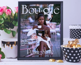 Personalized Bou*gie Fashion Magazine Cover, Fashion Mag Style Glam Gift for Her, Birthday, BFF, Diva Room Decor, Trendsetters, Fashionistas