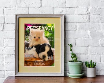 Copertine personalizzate per riviste di animali domestici, regalo con foto personalizzata per animali domestici, decorazioni murali per cani e gatti, decorazioni divertenti per gli amanti degli animali, decorazioni murali per l'anniversario dell'adozione di un amico peloso