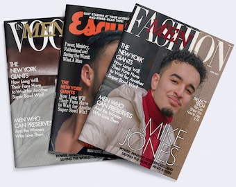 パーソナライズされたメンズファッション雑誌の表紙、カスタムメンズ雑誌スタイルのポスター、彼へのスタイリッシュなギフト、夫や彼氏への写真ギフト