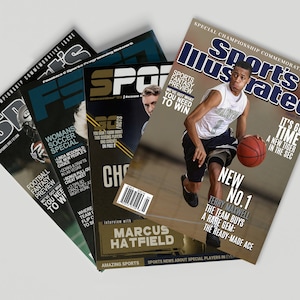 Personalized Sports Magazine Cover, Custom Gift for Athletes, Sports Fans, Coaches, Birthdays or Team Events, Sports Fan Decor, MVP Tribute