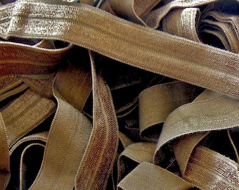 Salted Caramel Brown Fold Over Elastic, 5/8&quot; Soft Elastic, Sewing Supplies, Craft Supply, DIY Hair Tie Elastic, Sold By The Yard, Solid