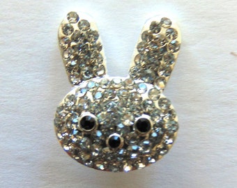 Easter Bunny Rhinestone, Silver Bunny Charms, Metal Rhinestones, Silver Setting, Crafting Supply, Boutique Supplies, Craft Embellishment