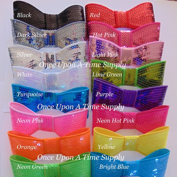 Grab Bag Oversized Sequin Bows - DIY Headband Hair Accessories Supplies - 5 Inch Bright Bow Wedding or Flower Girl Supply - Choice of Amount