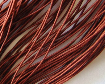 20 Yards Brown Round Elastic, 1mm Round Cord, 3/64" Sewing Supplies, Craft Supply Elastic, Solid Color Trim, Rounded Cord, Crafting