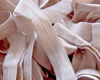 Elástico dobrável cor baunilha, elástico macio de 1,6 cm (5/8"), material para costura, material para artesanato, elástico para fazer prendedores de cabelo, vendido por metro, acabamento em cor sólida.