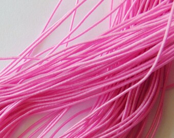 20 Yards Bright Pink Round Elastic, 1mm Round Cord, 3/64" Sewing Supplies, Craft Supply Elastic, Solid Color Trim, Rounded Cord, Crafts