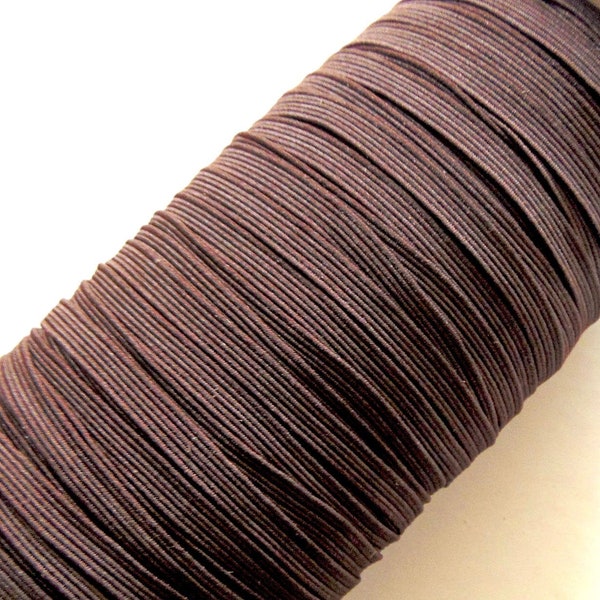 Brown Skinny Elastic, 1/4" Braided Elastic, Sewing Supplies, Craft Supply, DIY Headband Elastic, Craft Embellishment, Solid Color Trim