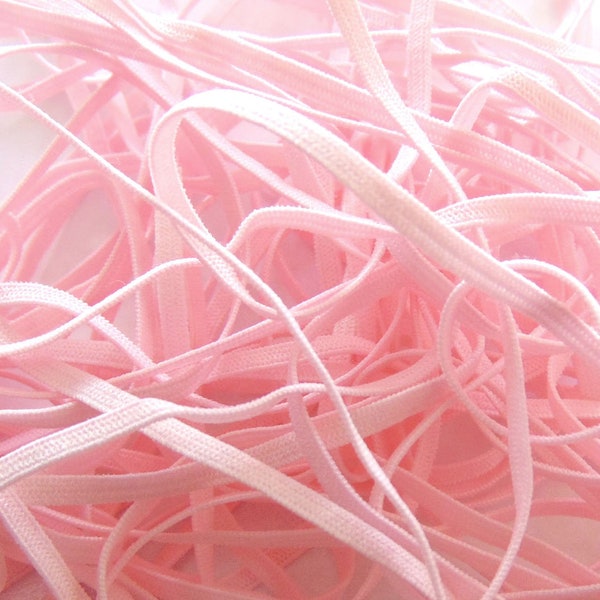 Baby Pink Skinny Elastic, 1/8" Soft Lightweight Elastic, Sewing Supplies, Craft Supply, DIY Headband, Craft Embellishment, Solid Color Trim