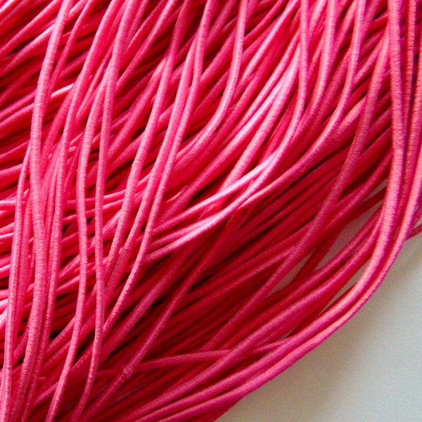 Bubblegum Pink Skinny Elastic, 2mm Rounded Cord, 2 mm Stretch Elastic Cord, DIY Sewing Supplies, Solid Color Supply, Craft Embellishment
