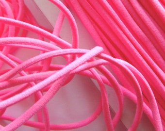 Bright Pink Elastic Cord, 1/8" Round Skinny Elastic, Kids Soft 3mm Elastic, Sewing Supplies, Craft Supply, Craft Embellishment, Solid Color