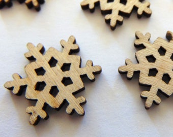 Snowflake Buttons, Grab Bag, Wooden Buttons, Christmas, Holiday Flatback Wooden Buttons, Unique Sewing Fasteners, Craft Embellishment Supply