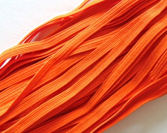 Orange Skinny Elastic, 1/4" Braided Elastic, Sewing Supplies, Craft Supply, DIY Headband Elastic, Craft Embellishment, Solid Color Trim