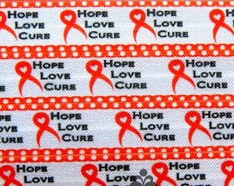 Awareness Ribbon Print Fold Over Elastic, 5/8" FOE, Medical Printed Elastic, Elastic for Hair Ties, Hair Tie FOE, Medical Occupation