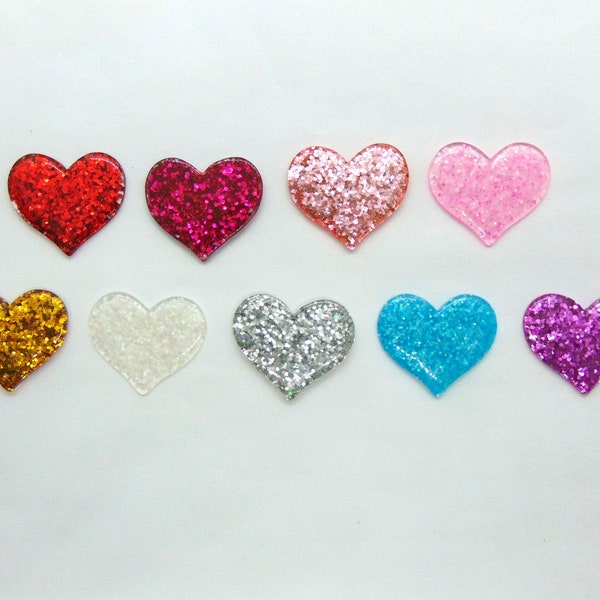 Heart Charm, Valentines Day Charms, Glitter Flat Back, Fun Resin, Hair Bow Centers, Craft Supply Cabochon, DIY Craft Supplies, Scrapbooking