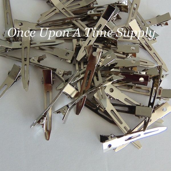 Choice of Amount - Silver Metal Single Prong Alligator Clips Size 55mm 2.15 Inch DIY Barrette Hair Accessories Supplies - Small Clip Supply