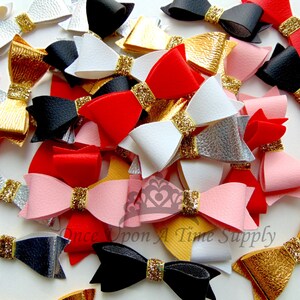 Grab Bag Konstläder Guldglitter 2,75 Tums Rosetter - DIY Pannband Håraccessoarer Tillbehör - Hårrosett Hårrosetttillverkning 2,75" Valfri mängd