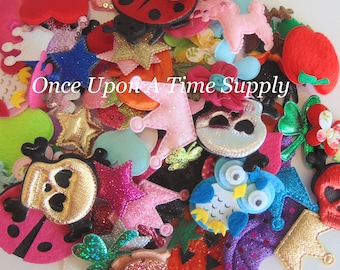 Grab Bag of Padded Appliques - Fabric Felt Flat Back Flatback - Hair Bow Centers Sample Mix Mixed Pack Craft Embellishment Boutique Supplies