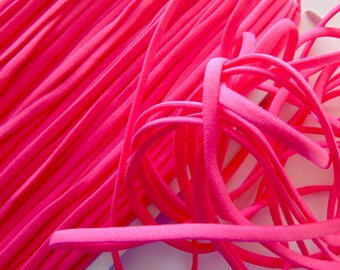 Elástico fino rosa fuerte, cordón suave y redondeado de 3/16, cordón elástico de 5 mm, suministros de costura para bricolaje, suministros para manualidades infantiles, adornos, brillante