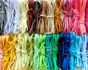 Skinny Elastic, 1/8" Braided Elastic, Mask Elastic, Sewing Supplies, Craft Supply, Craft Embellishment, Solid Color Trim, Choice of Color