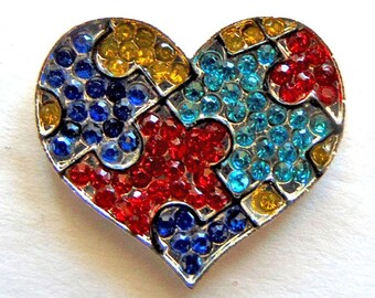 Autism Awareness Rhinestone, Autism Charm, Metal Rhinestone, Flat Back Charm, Crafting Supply, Boutique Supplies, Craft Embellishment Piece