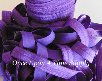 Purple Fold Over Elastic, 5/8" Soft Elastic, Sewing Supplies, Craft Supply, DIY Hair Tie Elastic, Sold By The Yard, Solid Color Trim