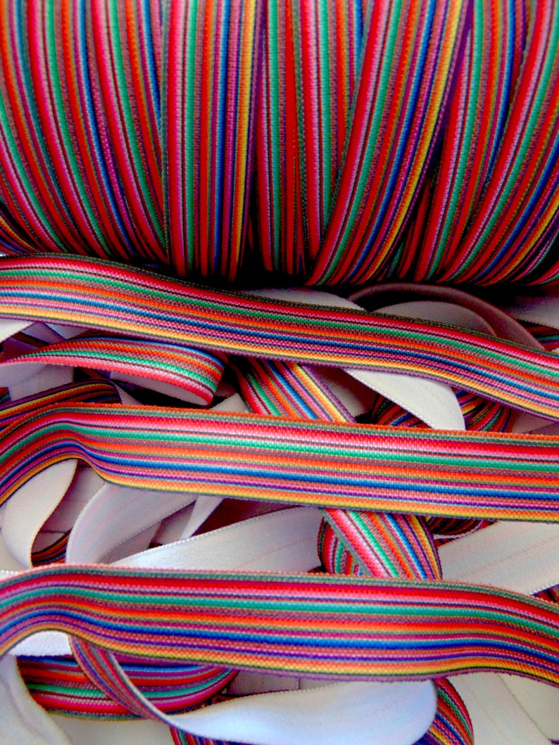 58 inch FOE Fiesta Party Elastic Fold Over Elastic DIY Hair Tie Making Colorful Mexican Blanket Printed Serape Print Elastic Stripe
