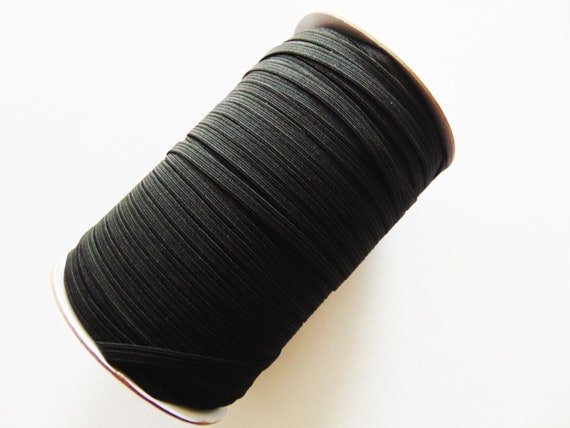Elástico delgado negro, elástico trenzado de 1/4, suministros de