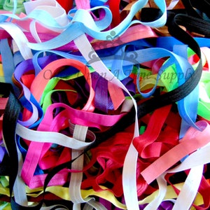 Grab Bag of Solid Color Fold Over Elastic, 5 10 15 20 50 100 Yards of 5/8 inch FOE, 5/8&quot; Soft Elastic, Flat Sewing Supplies, DIY Hair Tie