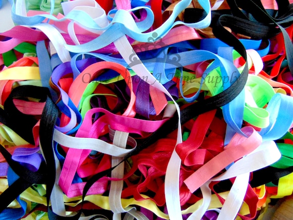 Grab Bag of Solid Color Fold Over Elastic, 5 10 15 20 50 100 Yards of 5/8 inch FOE, 5/8" Soft Elastic, Flat Sewing Supplies, DIY Hair Tie