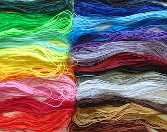 Grab Bag of Skinny Elastic, 5 10 15 20 25 30 50 Yards, 1mm Elastic, 1 mm Round Soft Elastic, Sewing Supplies, Craft Supply Cord, 3/64 Inch