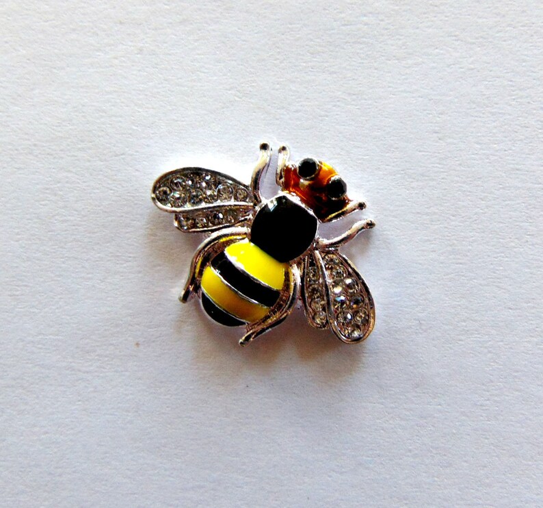 Bee Rhinestone Bumble Bee Charm Bumblebee Metal Charms Flat Etsy