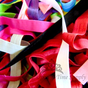 Grab Bag of Solid Color Fold Over Elastic, 5 10 15 20 50 100 Yards of 5/8 inch FOE, 5/8" Soft Elastic, Flat Sewing Supplies, DIY Hair Tie image 4