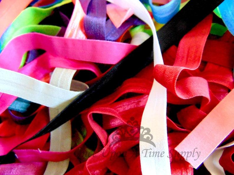 Grab Bag of Solid Color Fold Over Elastic, 5 10 15 20 50 100 Yards of 5/8 inch FOE, 5/8" Soft Elastic, Flat Sewing Supplies, DIY Hair Tie image 4