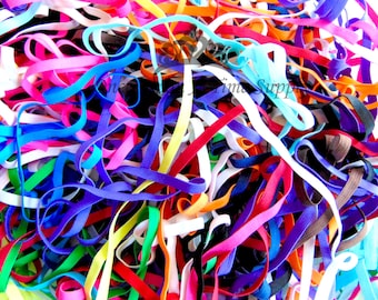 Grab Bag of 1/4" Skinny Elastic, 5 10 15 20 25 50 Yards of 1/4 inch Elastic, Quarter Inch Soft Elastic, Lightweight Craft Supply, Kids DIY