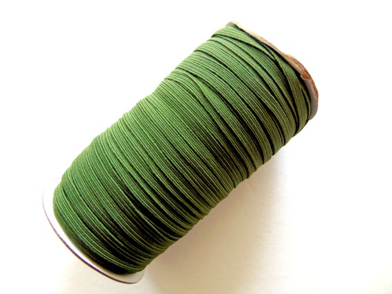 Olive Green Skinny Elastic, 1/4" Braided Elastic, Sewing Supplies, Craft Supply, DIY Headband Elastic, Craft Embellishment, Solid Color Trim