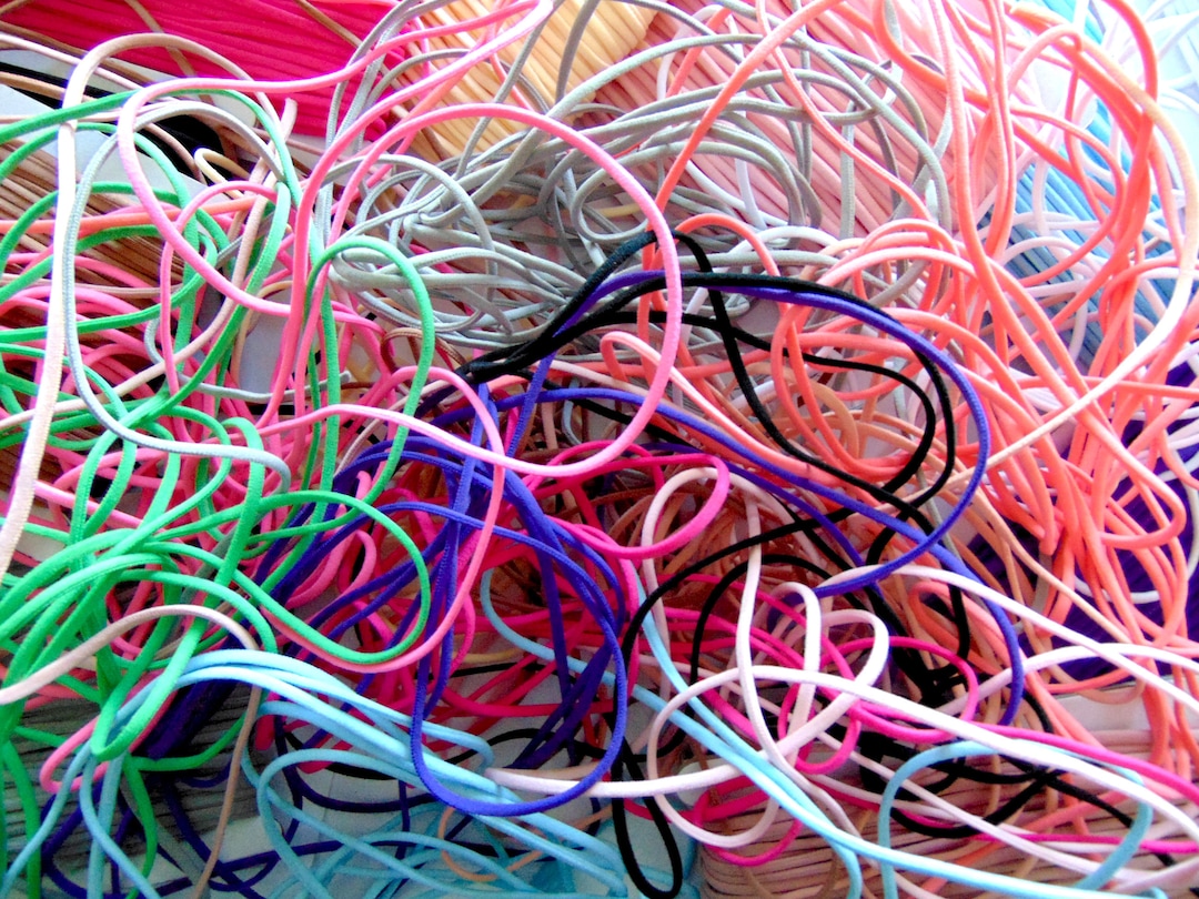 Elastic Rounded Grab Bag of Round Skinny Elastic, 5 10 15 20 25 30 50 Yards, 1/8 Inch ...