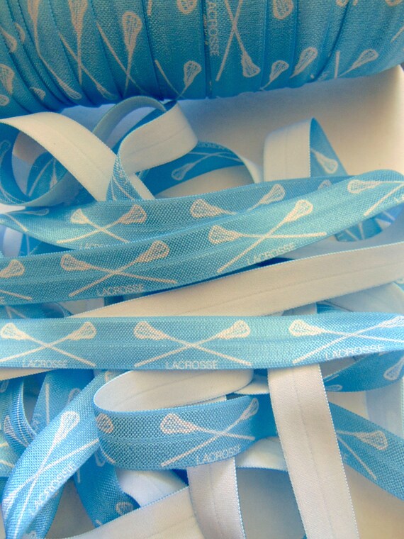58 FOE Lacrosse Print Fold Over Elastic Team Sports Printed Elastic Kids DIY Hair Tie FOE White Red Lacrosse Elastic for Hair Ties